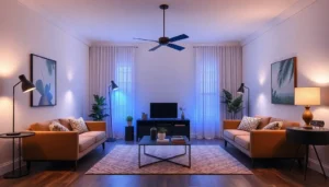 A designer room with different lighting styles showcasing elegance and functionality.
