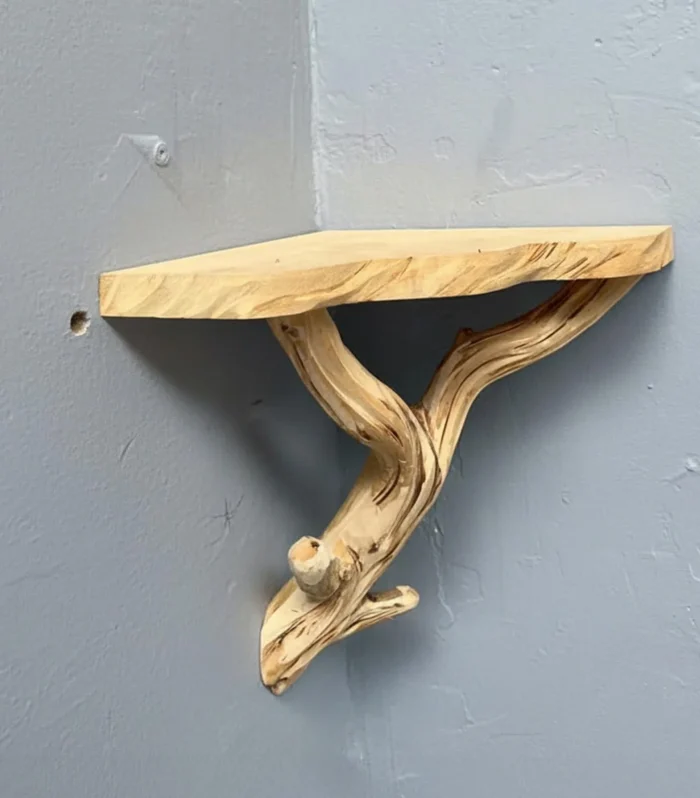 Tree Branch Corner Floating Shelves Wall Mounted Reclaimed Wood Bookcase